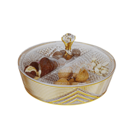 Acrylic Dry Fruit Tray With Lid – Elegant Round Snack Box