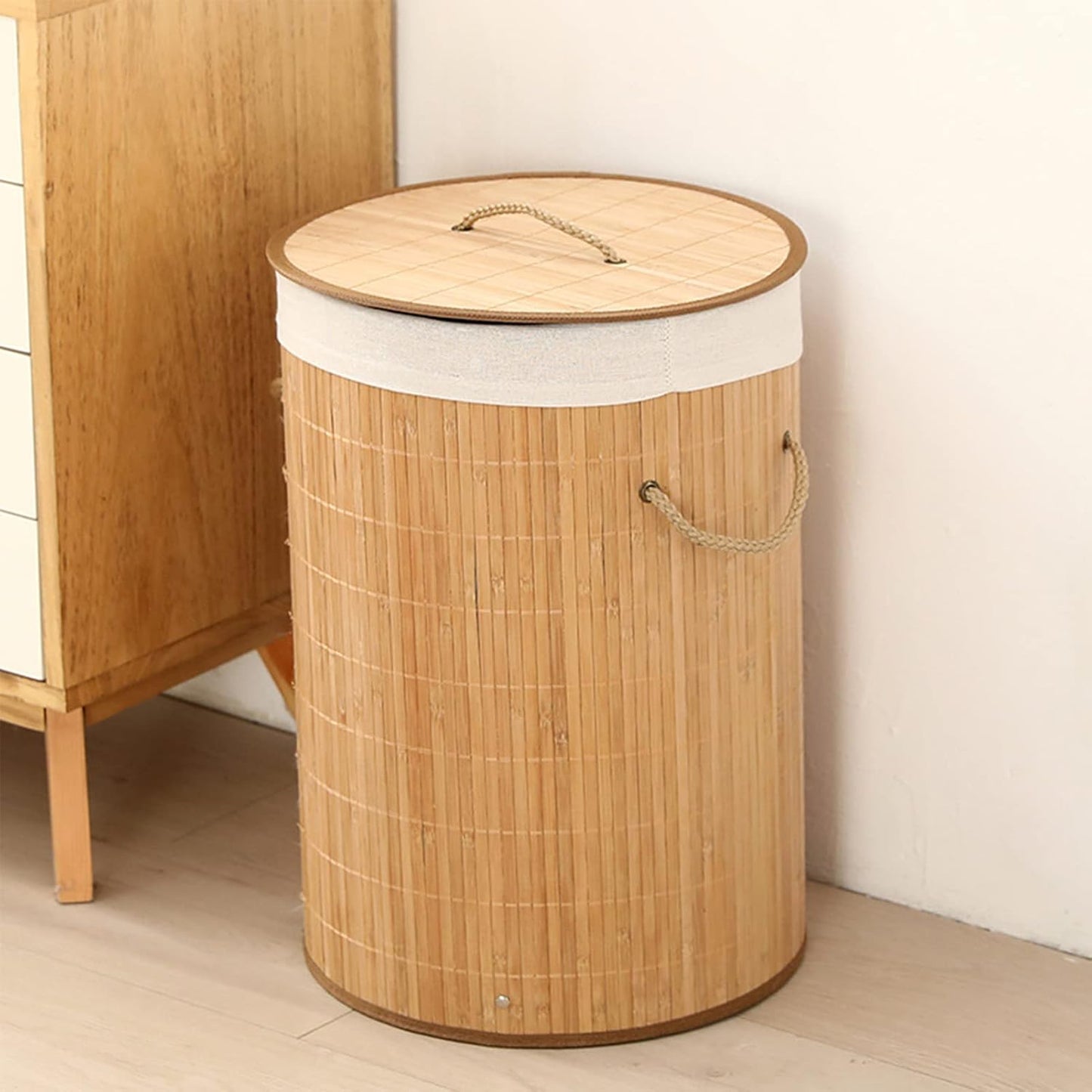 Round Bamboo Laundry Basket