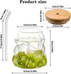 Bubble Glass Cup with Bamboo Lid & Straw