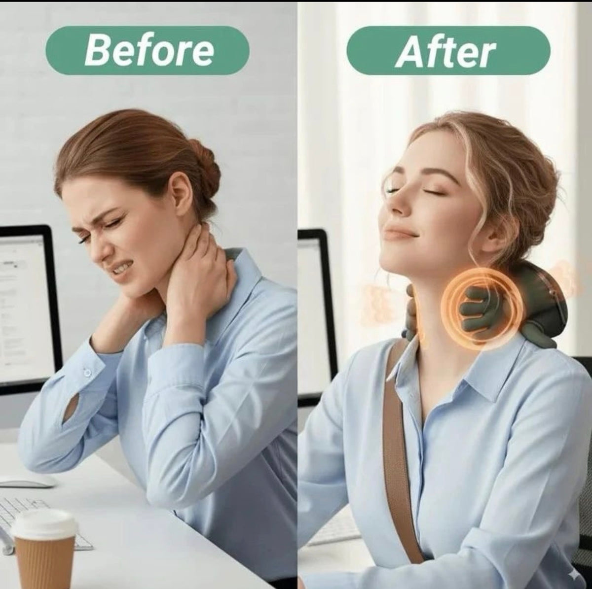 Neck And Back Massager With Heat For Pain Relief, Wireless Portable Shoulder & Back Kneading Massage Pillow