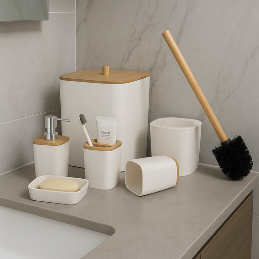 Premium Quality 6Pcs Bathroom Set - White