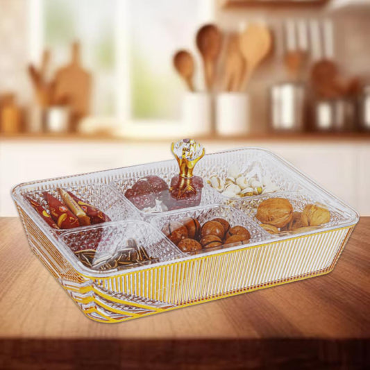 Acrylic Dry Fruit Tray With Lid – Elegant Rectangular Snack Box