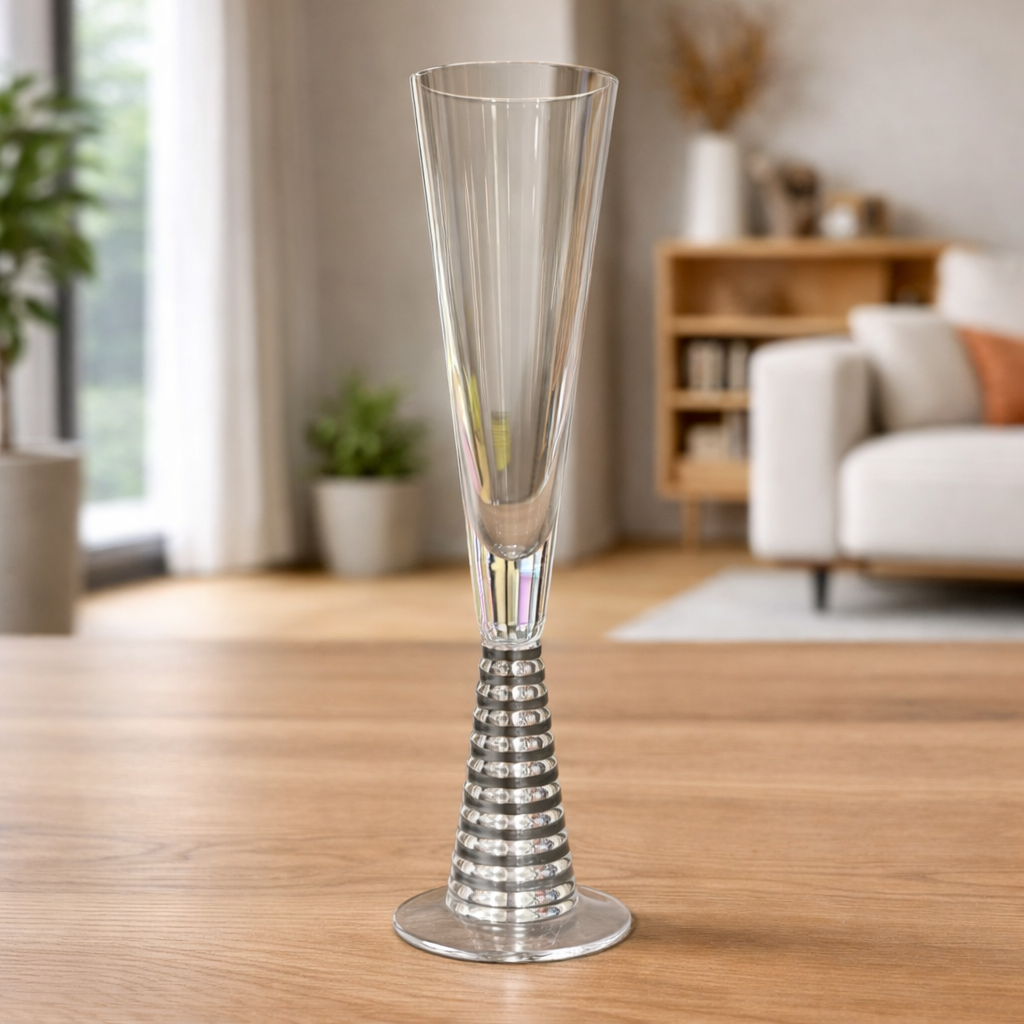 Screw Champagne Flutes Glass - Silver - Set of 6