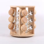 12Pcs Jars Wood Spice Rack