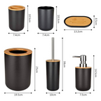 6 Pcs Bathroom Set With Wooden Lid