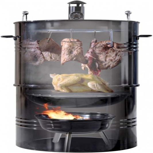 Vertical Charcoal Smoker Grill 18 Inch, Heavy Duty Round BBQ Grill Multi-Function Barrel Grill For Outdoor Cooking, Black