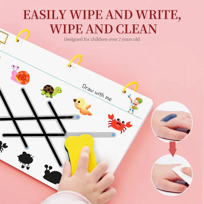 Reusable Educational Tracing Work Book For Kids 64 Pages