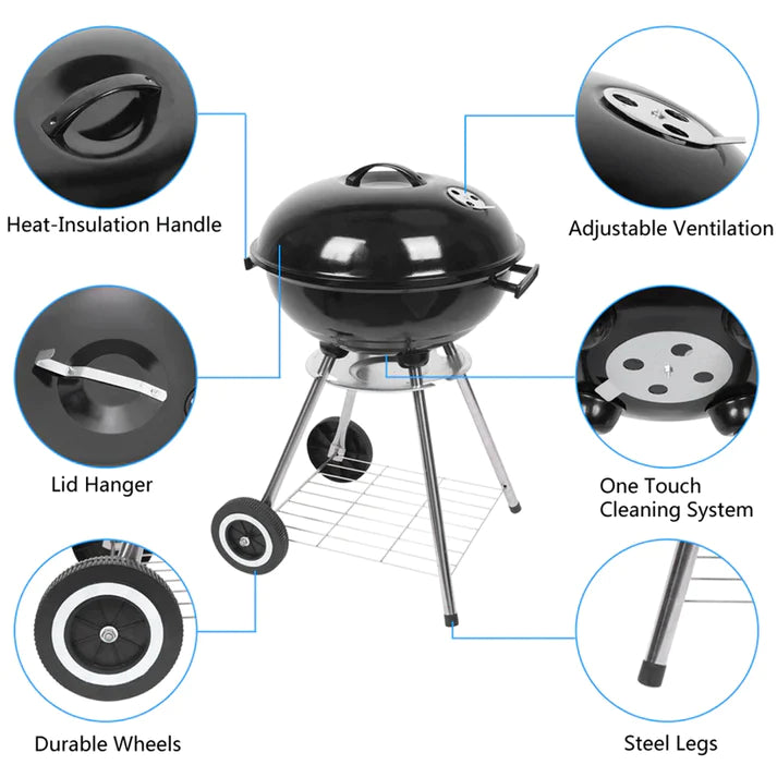 18 Inch Apple Charcoal Stove BBQ Grill For Outdoor Cooking