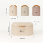4-Piece Retro Metal Bread Bin and Canister Set (Mixed Color)