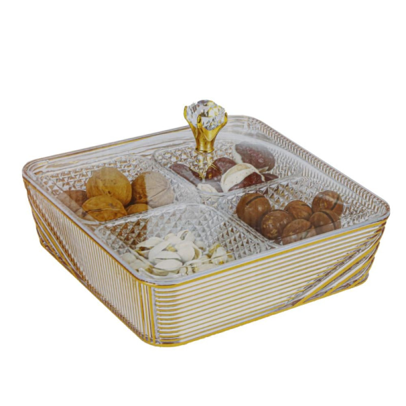 Acrylic Dry Fruit Tray With Lid – Stylish Square Serving Box