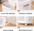 Slim Laundry Hamper 60L Capacity Clothes Basket With Lid For Wardrobe Storage