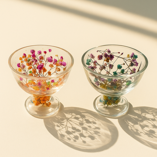 Double Wall Floral Glass Bowl