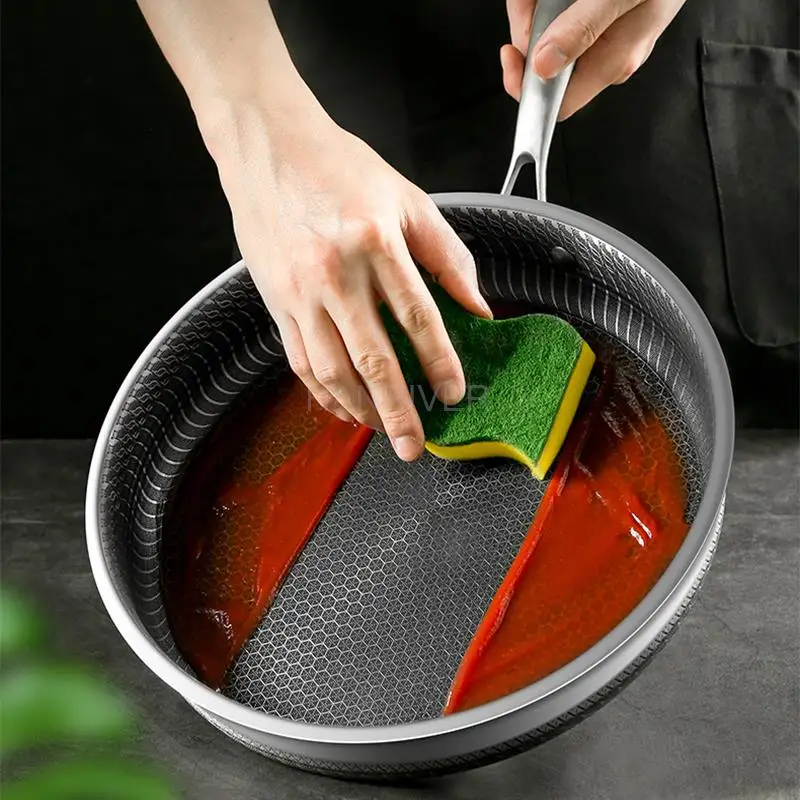 High-Quality 316/304 SS Frying Pan – Honeycomb Design, Non-Stick, All Cooktop Compatible