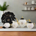 MODERN CERAMIC FLORAL TEASET (WHITE & BLACK)