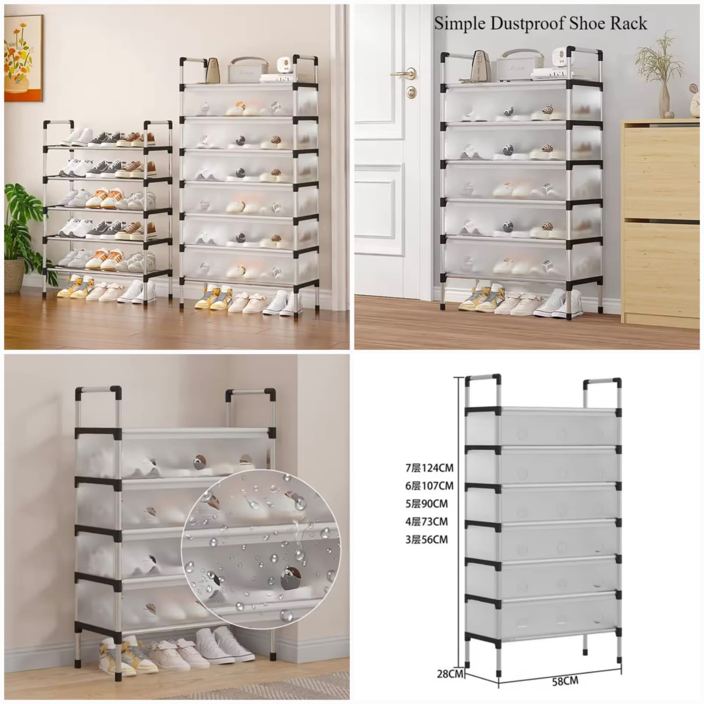 Shoe Rack, Dustproof Shoe Cabinet Storage Shelf