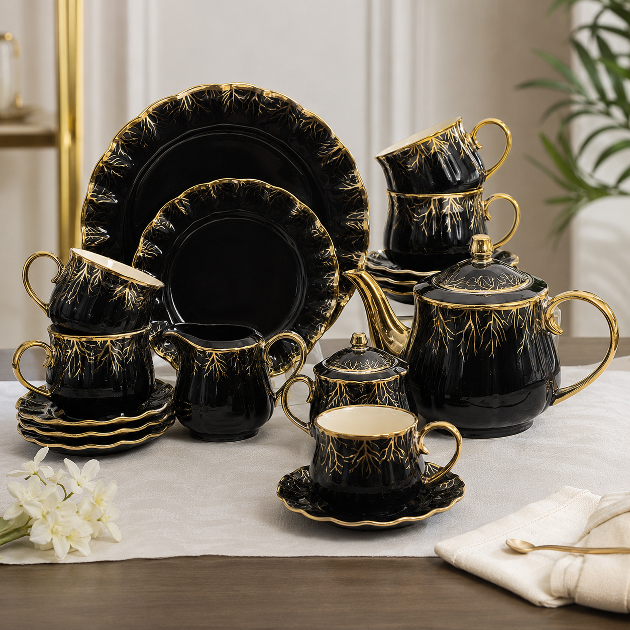 Luxe Gold 24-Piece Tea Set