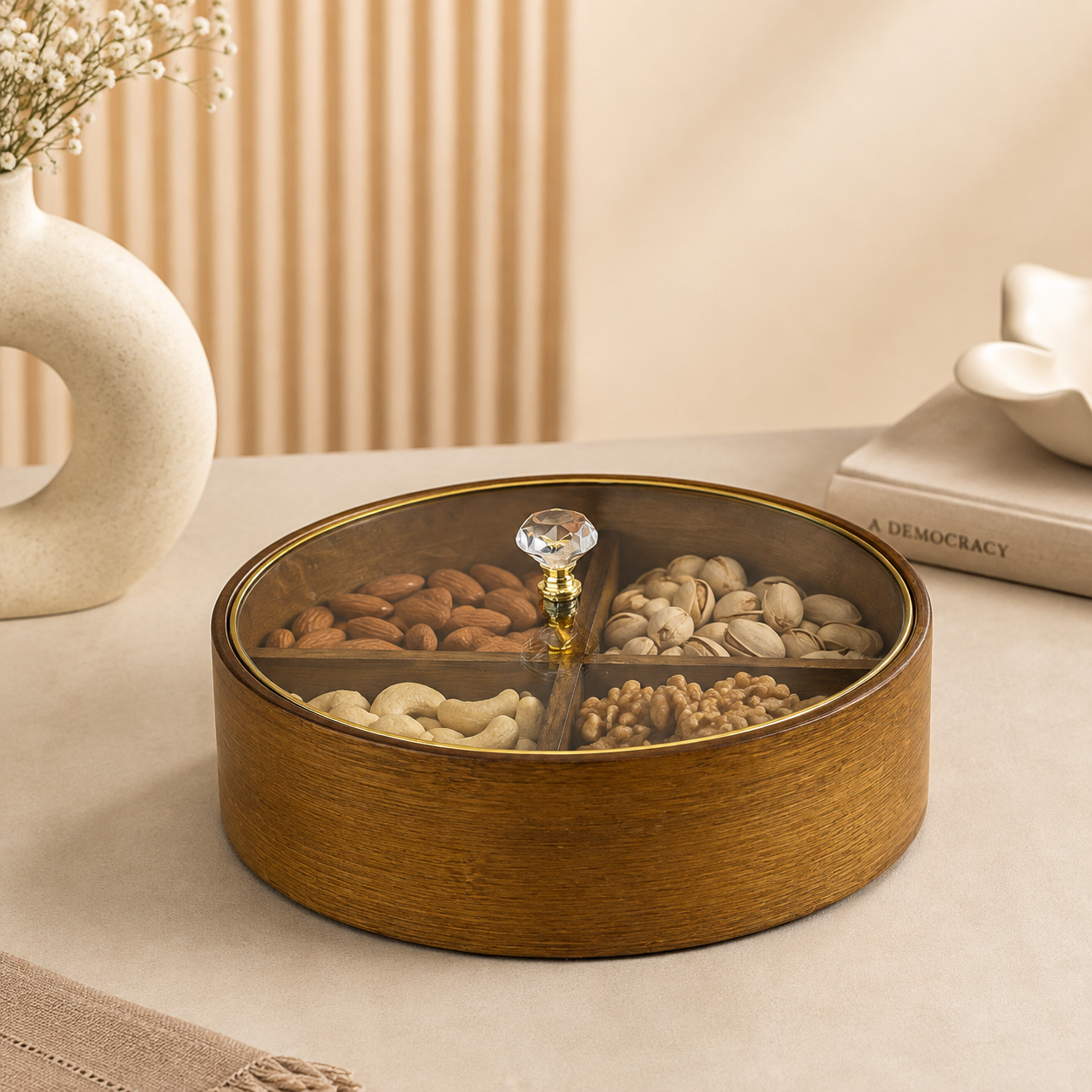 Luxury Wooden & Glass Dry Fruit Box