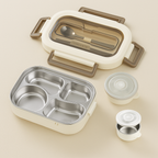 4-Compartment Thermal Lunch Box with Bowl, Spoon & Fork