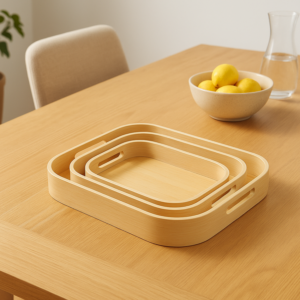 3-Piece Bamboo Serving Tray Set