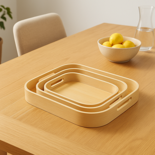 3-Piece Bamboo Serving Tray Set