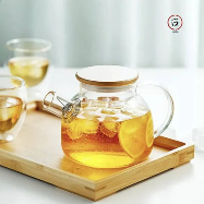 Borosilicate Glass Kettle With Wooden Lid