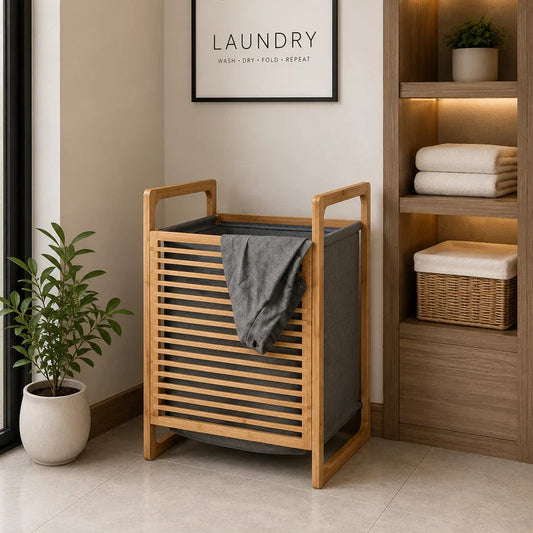 BAMBOO WOOD LAUNDRY BASKET