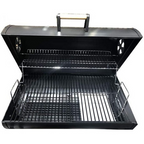 Large Barbecue Smoker Grill Oil Drum Charcoal BBQ Grill With Smokestack With Wheels And Thermometer