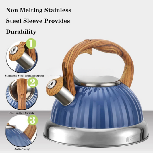Stainless Steel Whistling Tea Kettle – Classic & Durable Design