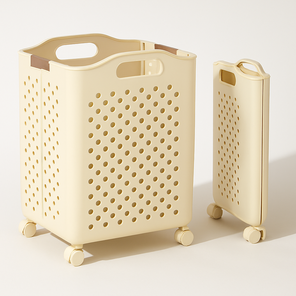 Foldable Household Laundry Basket With Wheels