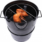 Vertical Charcoal Smoker Grill 18 Inch, Heavy Duty Round BBQ Grill Multi-Function Barrel Grill For Outdoor Cooking, Black