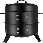 3 In 1 Vertical Charcoal Smoker,16 Inches Separable BBQ Smoker Grill Combo With Built-In Thermometer & Easy TEMP Adjustable Vent For Outdoor Cooking