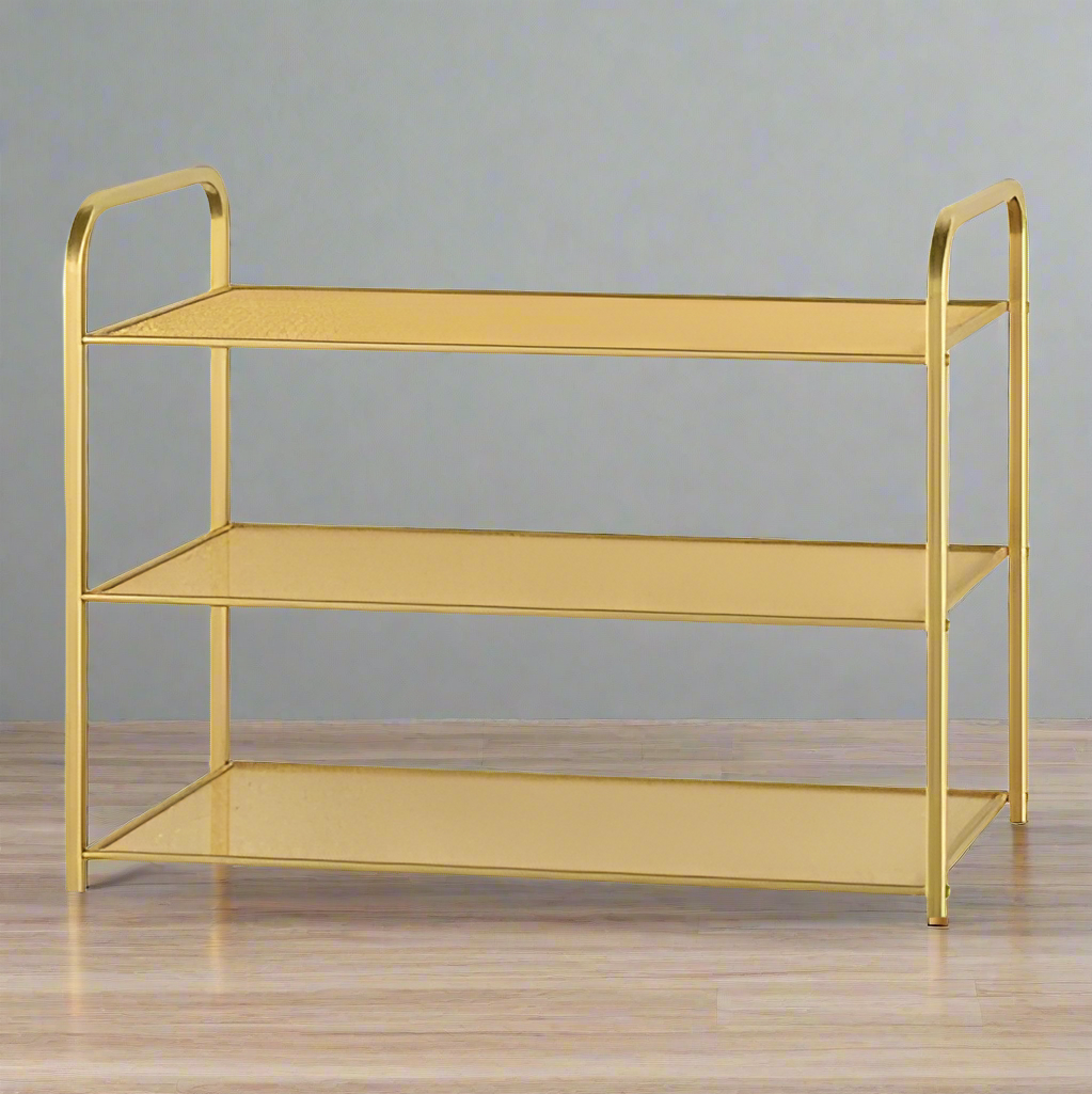 Metal Shoe Rack Golden