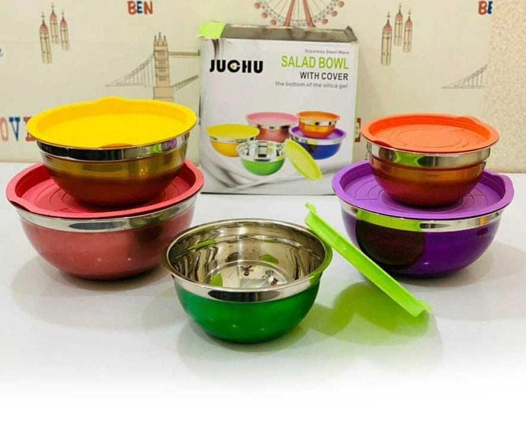 Stainless Steel Mixing Bowl with Lid Set of 5