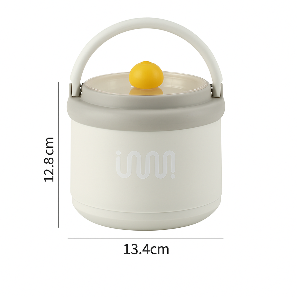 Stainless Steel Lunch Box with Foldable Spoon & Handle