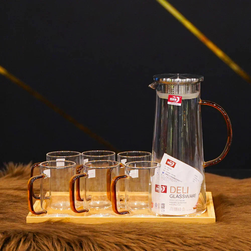 8 Pcs Water Set with Bamboo Tray