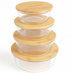 4 Pcs Glass Food Storage Containers - Round