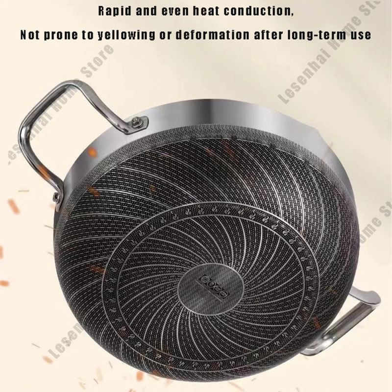 Non-Stick Wok Egg Pan, Stainless Steel Soup Pot, Honeycomb Induction Cooker, Gas Stove