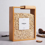 Wooden Cereal Storage Jar, Grain Food Bamboo Storage Container, Kitchen Food Storage Box Organizer