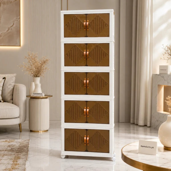 Luxury Foldable 5-Layer Modular Storage Cabinet with Double