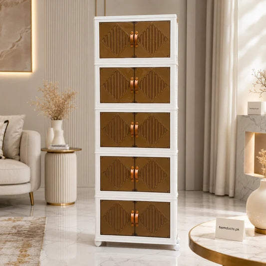 Luxury Foldable 5-Layer Modular Storage Cabinet with Double