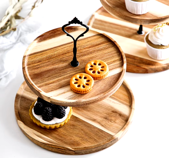 WOODEN TIERED CUPCAKE STAND