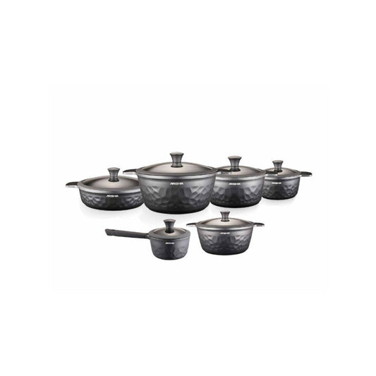 ARSHIA PREMIUM DIE-CASTED ALUMINIUM DIAMOND COOKWARE 12PCS GREY