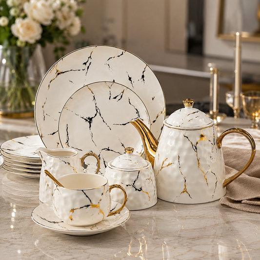 Emerald Marble 24-Piece Tea Set