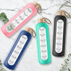 Time-Marked Water Bottle With Bamboo Lid