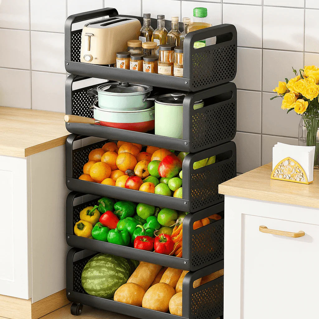 5-Tier Stackable Rolling Storage Cart