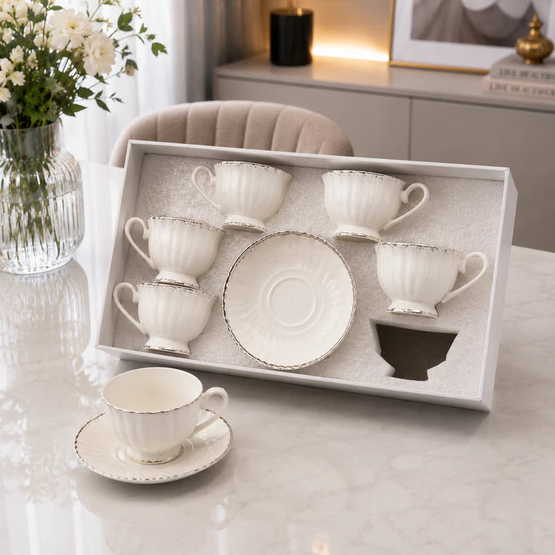 Imperial Pearl Ceramic Coffee Set - 12Pcs