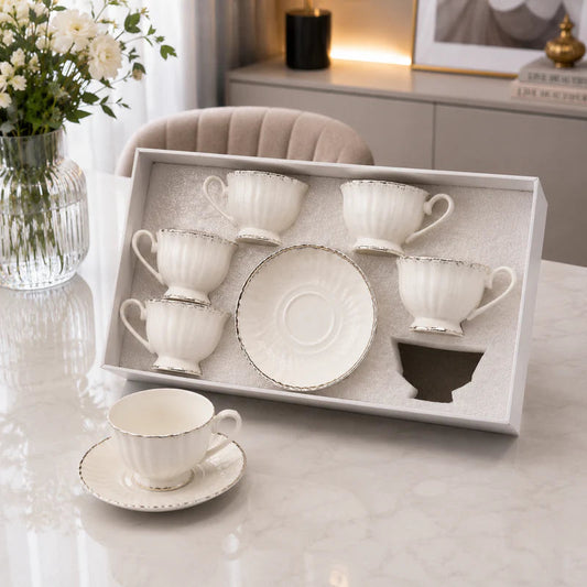 Imperial Pearl Ceramic Coffee Set - 12Pcs