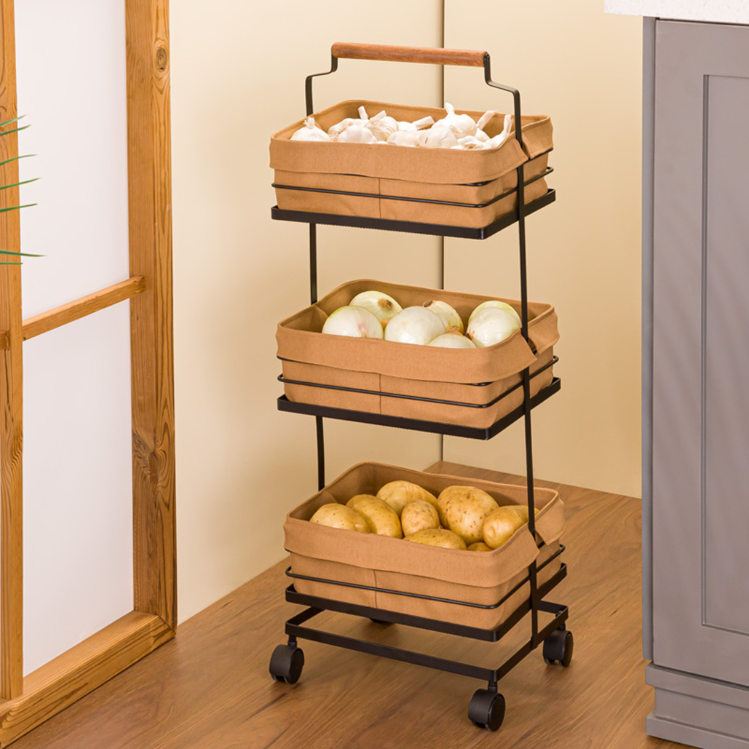 Vegetable Metal Rack With Wooden Handle