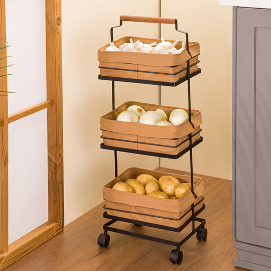 Vegetable Metal Rack With Wooden Handle