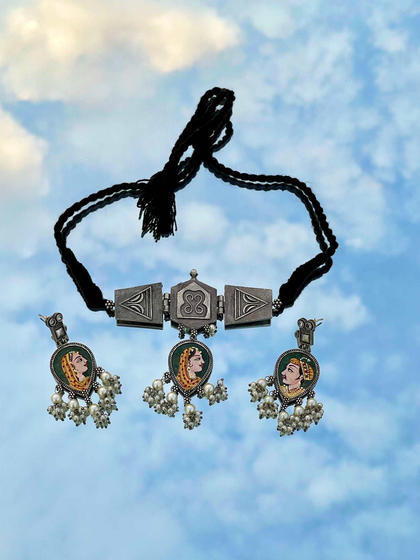 Mughal-e-Azam hand painted choker set design 3